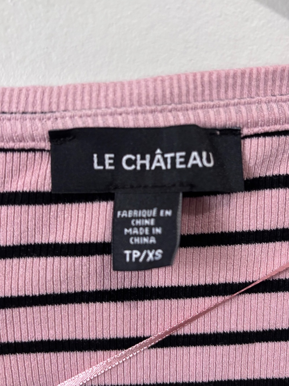 Le Château Striped Ribbed Tee | Pink & Black | Size XS | Excellent Condition - Picture 3 of 3